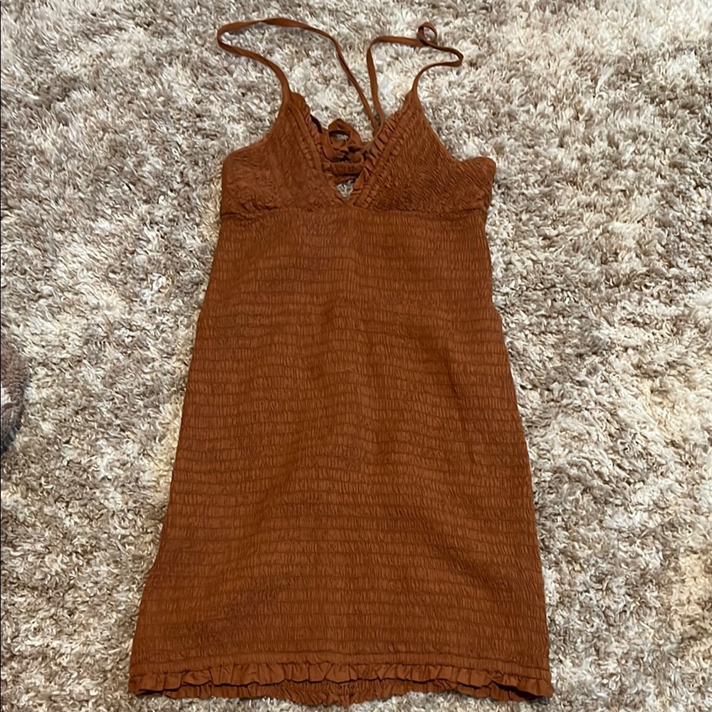 Elegant Brown Sleeveless Dress